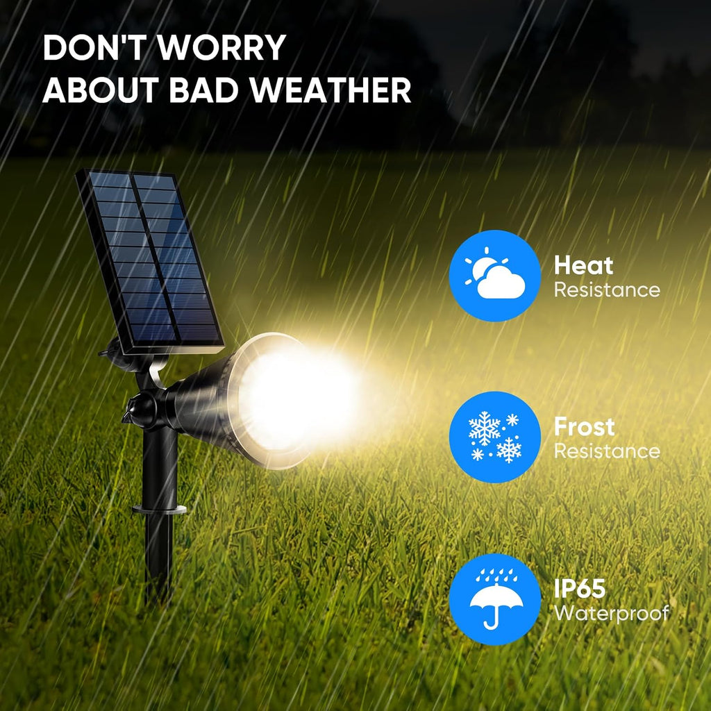 800 Lumens Solar Spot Lights Outdoor,4 Pack 18 LEDs Solar Flood Lights with 2 Modes &Adjustable &IPX65