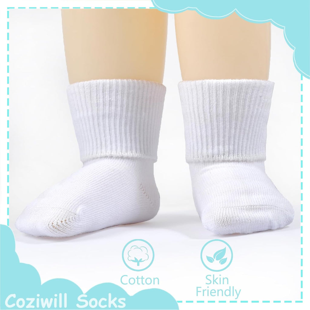 Baby Socks Girls Seamless Crew Socks Baby Boys Infant Turn Cuff Sock Baptism 6 Pack
