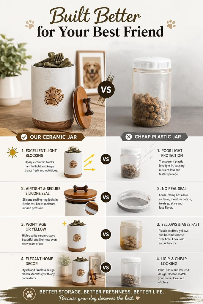 Dog Treat Container Airtight Jar with Lid, Keep the Pet Treat Fresh