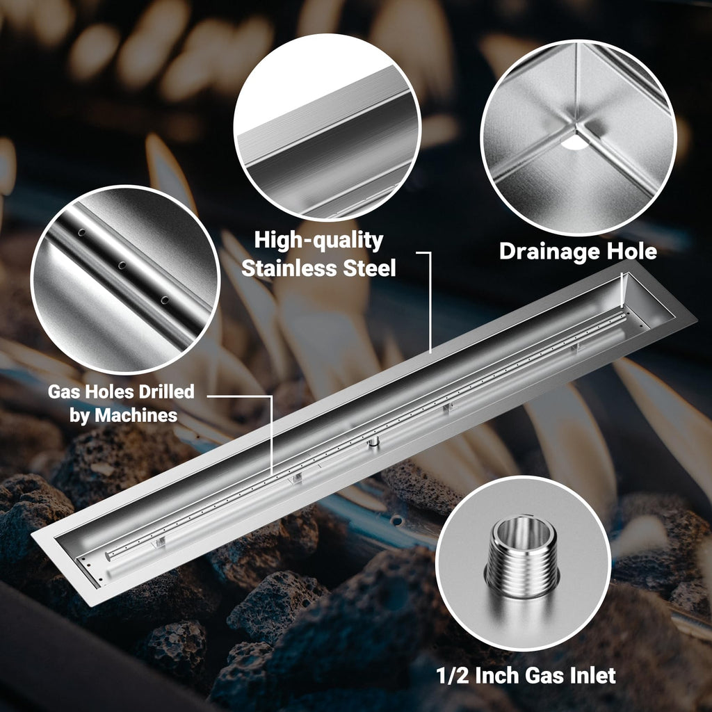 48 x 6 Inch Stainless Steel Fire Pit Pan Kit