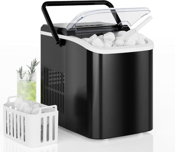 Ice Makers Countertop with Handle Ice Machine, Fast in 6 Mins, 26lbs in 24 Hours, Quiet Self-Cleaning, Compact Size