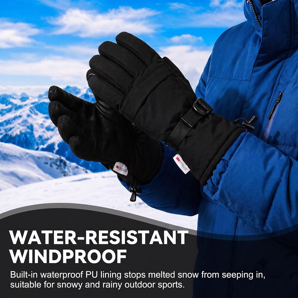 Ski Gloves,Snow Gloves Waterproof Winter Warm Cold Weather Touchscreen Gloves for Parent& Child Kids