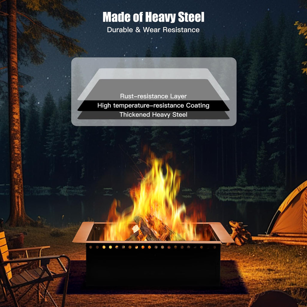36 inch Outdoor Fire Pit Liner, Square Heavy Duty Fire Pits