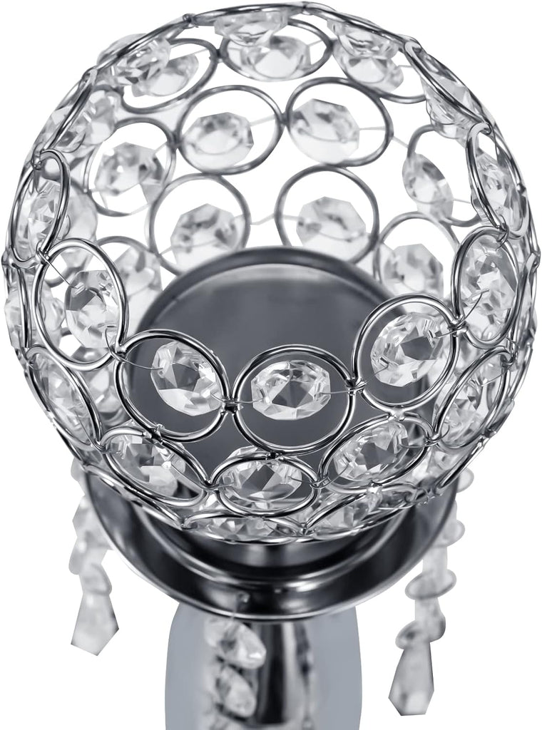 5 Arms 29.5in Tall Floor Candelabra Centerpieces Silver Crystal Candlestick Holders Crystal Chandelier Candle Holder