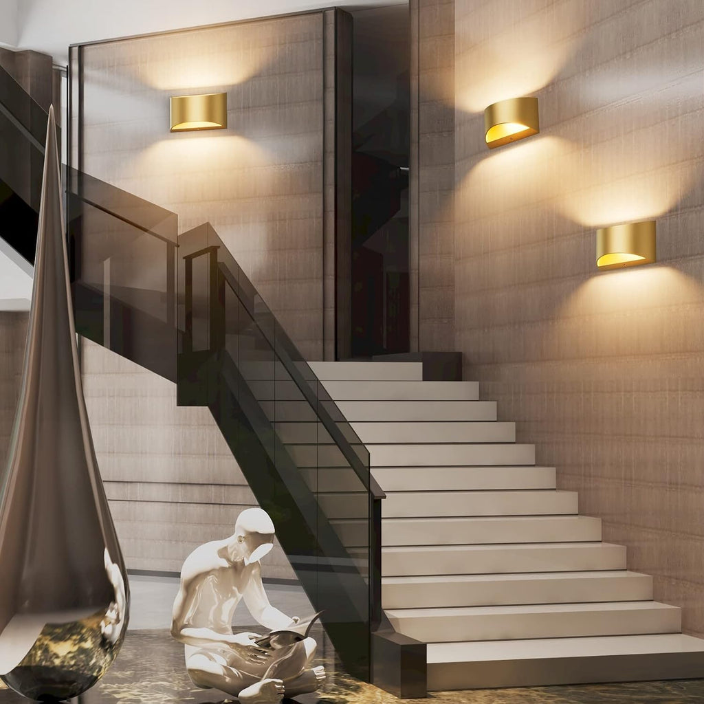 Gold Wall Sconce Indoor Wall Lights Hardwired Set of 2 Up and Down Wall Mount Light for Living Room Bedroom Hallway