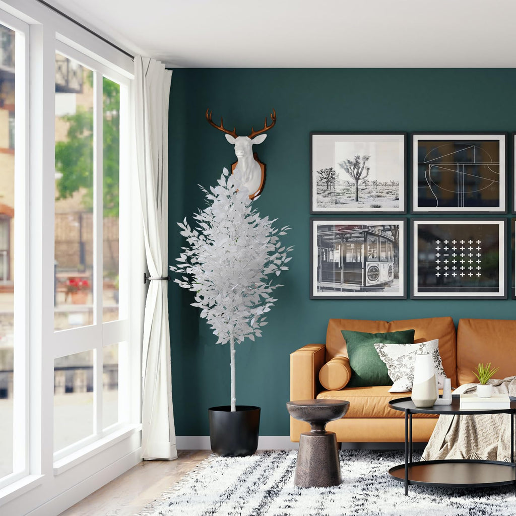 7ft Artificial Large Ficus Trees, White