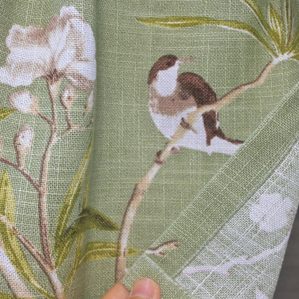 Vintage Birds Curtain Valance Rod Pocket Farmhouse Linen Blend Short Curtain for Small Window Country Style Floral