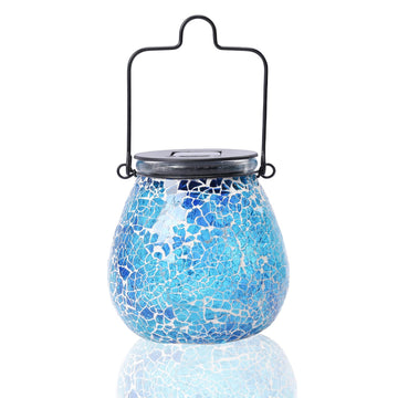 Outdoor Solar Lantern Waterproof Mosaic Glass Hanging Garden Light