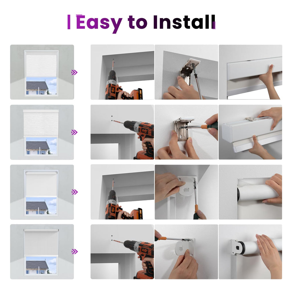 Smart Motorized Blackout Blinds, White, Alexa/Google