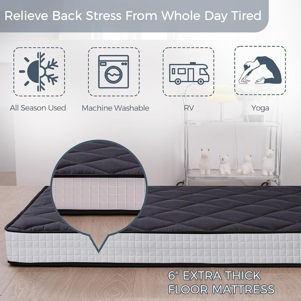 6" Extra Thick Japanese Futon Floor Mattress Foldable