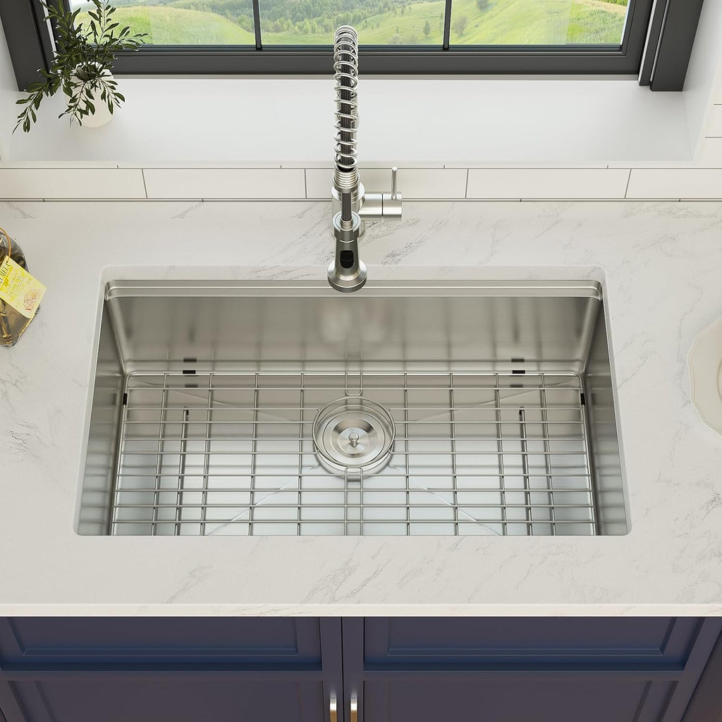 28 Inch Stainless Steel Undermount Kitchen Sink | 28x19 Inch Undermount Sink Ledge Workstation Single Bowl Under