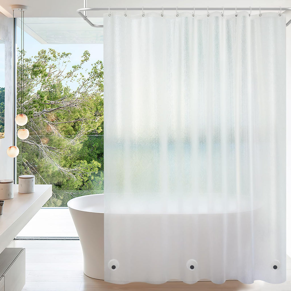 Waterproof Frosted Shower Curtain Liner Extra Tall 72 x 90 Inch, Bpa-Free EVA Shower Liner with 3 Extra-Large