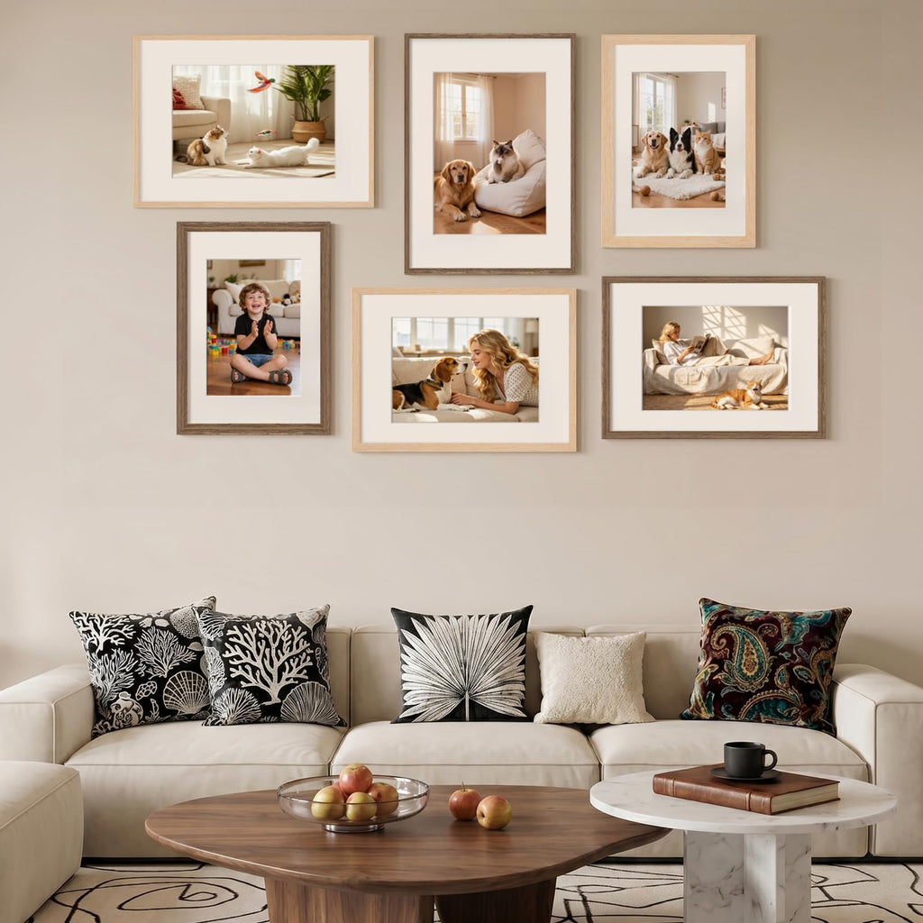 A1 Picture Frame, Rustic Brown Solid Wood Frame with Acrylic Plexiglass for Pictures A2 with Mat or A1 without Mat