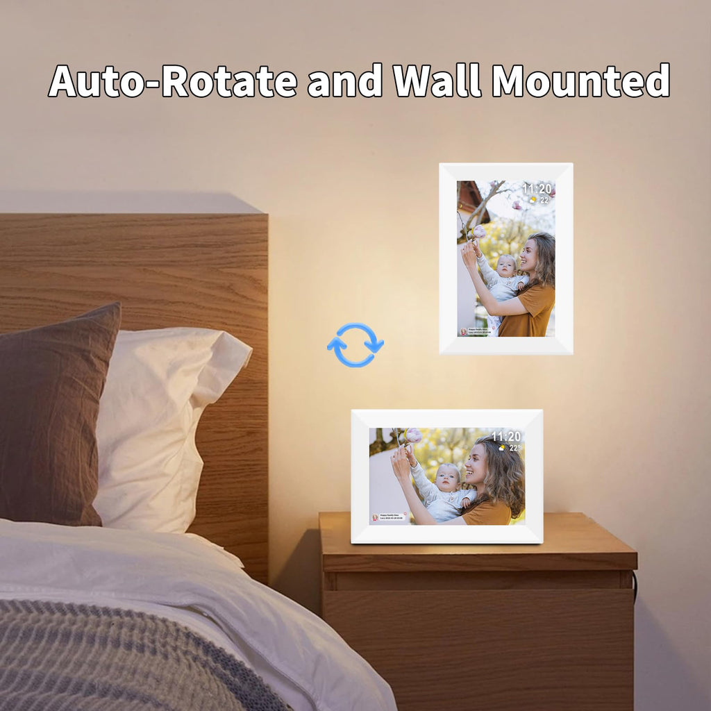Frameo 10.1" Digital Picture Frame White, Smart WiFi Digital Photo Frame with IPS Touch Screen, 1280x800 HD Display