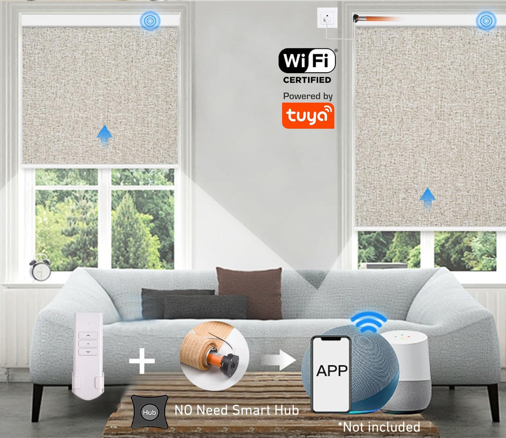 Tuya WiFi Smart Roller Shade Motor for 1.5" (38mm) Tubes - Compatible with Alexa & Google Home - App/Timer Control