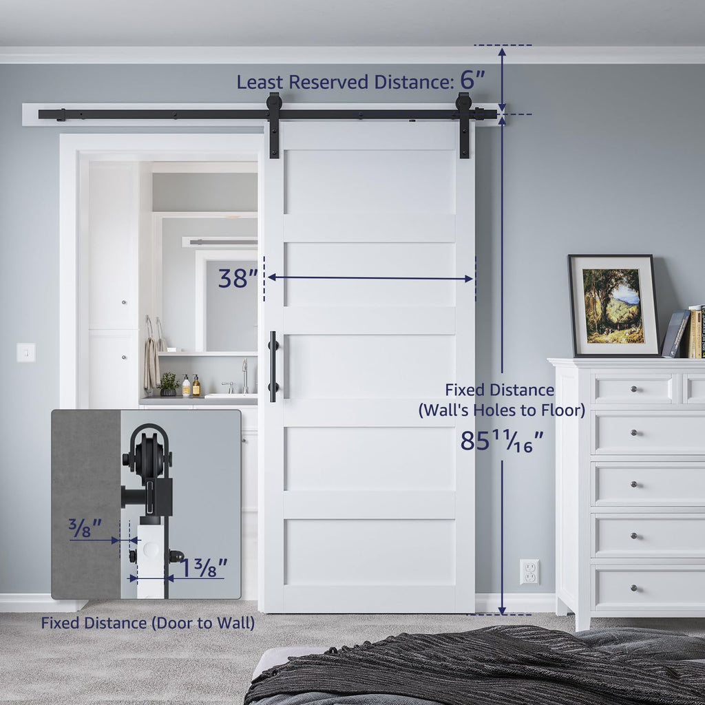 38in x 84in Sliding Barn Door 5 Panel with Water-Proof PVC Surface