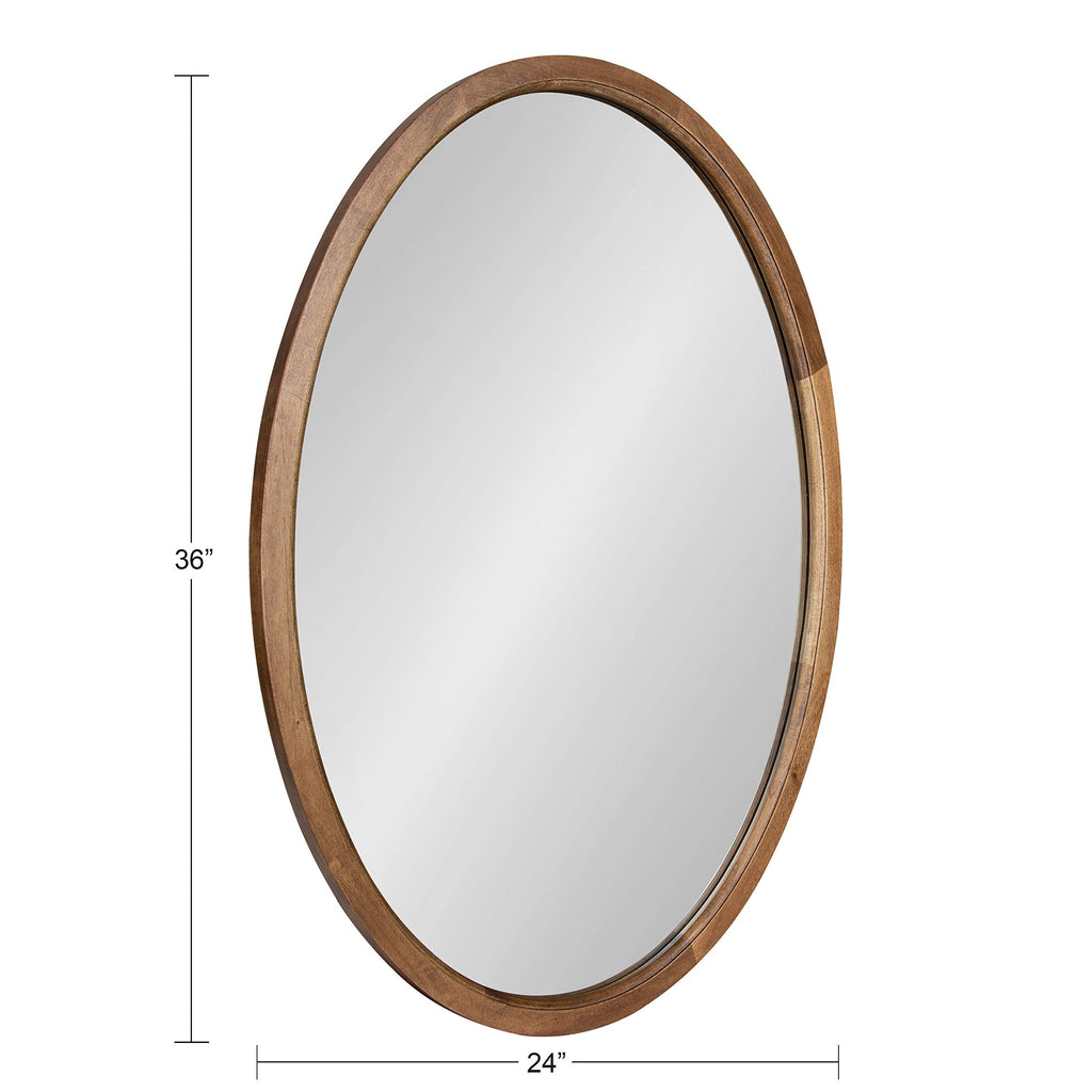 Hogan Farmhouse Oval Framed Wall Mirror, 24 x 36, Rustic Brown, Decorative Bulletin Board for Wall