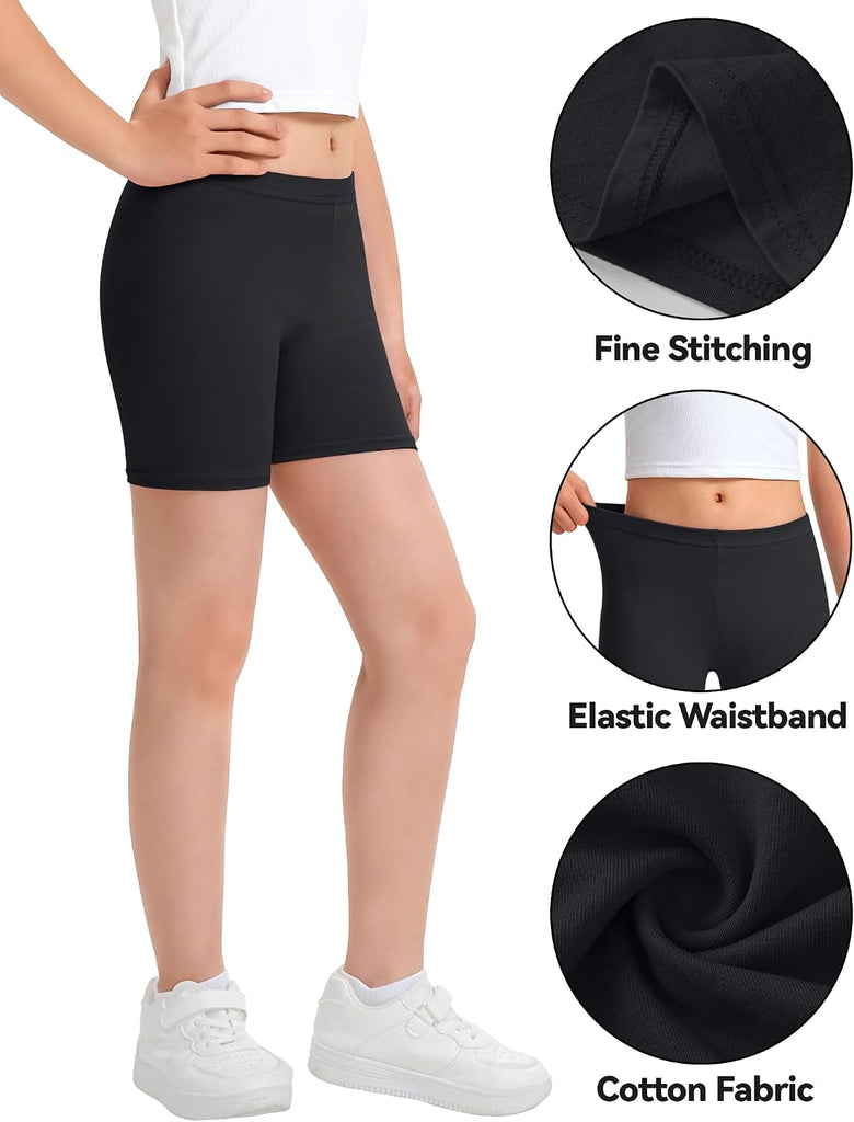 Girls Bike Shorts Cotton Cartwheel Dance Under Dress Shorts for Kids