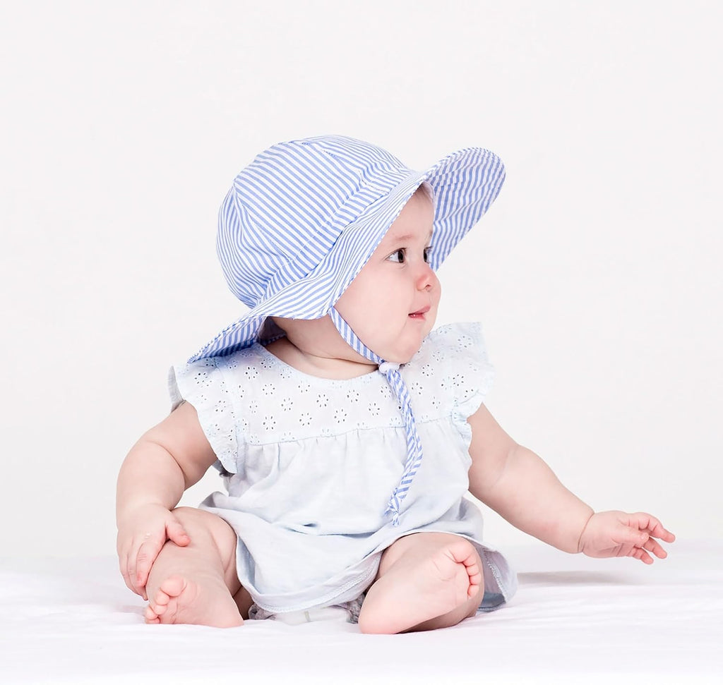 50+ UPF Cotton Sun Hat with Wide Brim for Toddler Girls