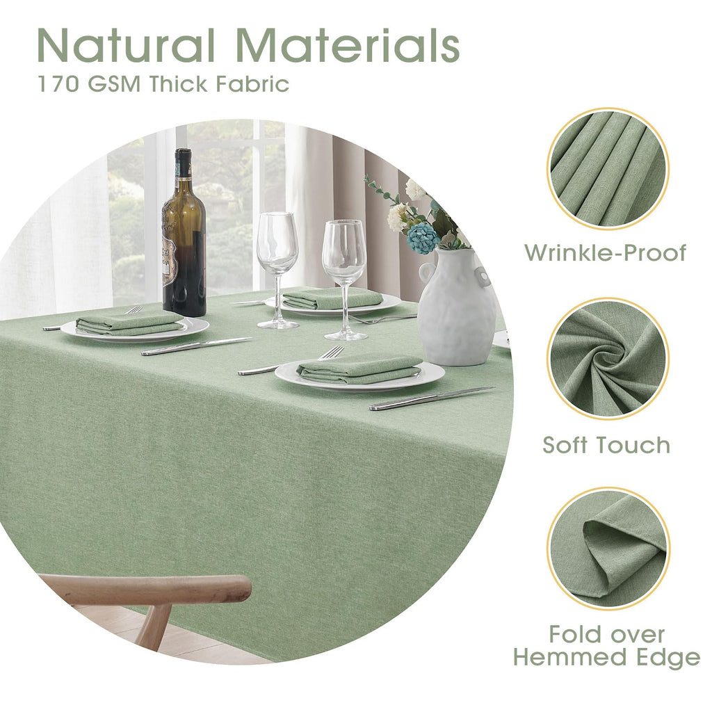 Rectangle Tablecloth Linen Textured Waterproof & Stain Resistant Table Cloth Wrinkle Free Decorative Fabric Farmhouse