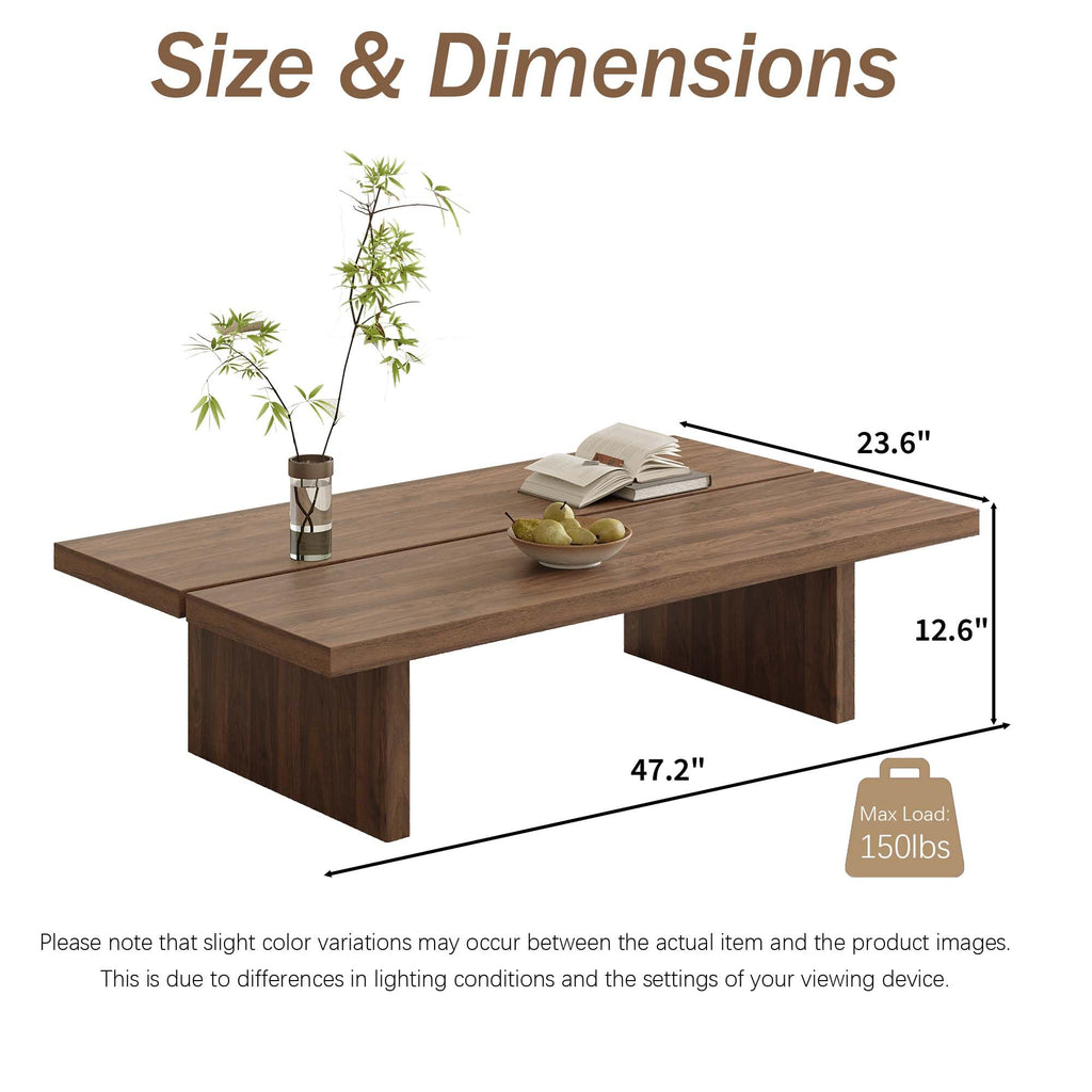 47" Low Coffee Table, Minimalist Modern Coffee Tables