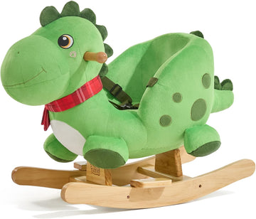 Dino Rocking Horse for Toddlers 1-3 Years, Premium Green Plush Rocking Dino with Soft Spikes, Big Eyes & Lovely
