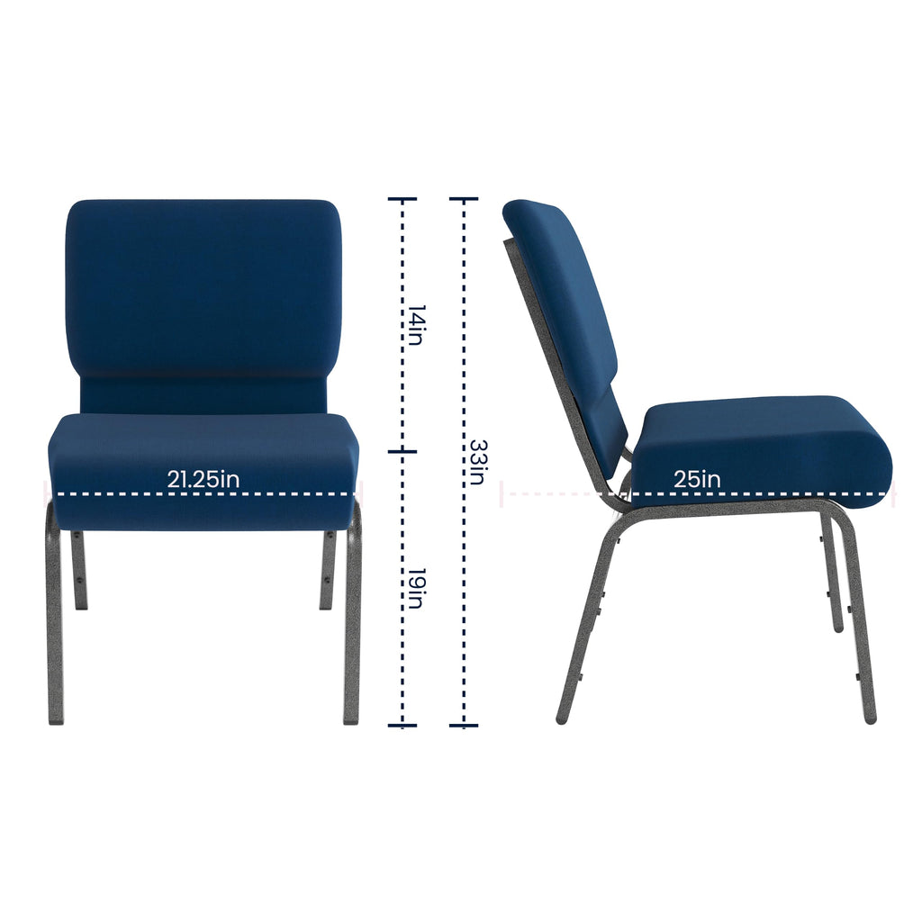 Navy Blue 21"W Stacking Church Chair, 4-Pack