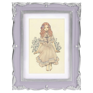 Vintage Picture Frame 5x7 with Mat for 4x6 Photo, Purple Silver