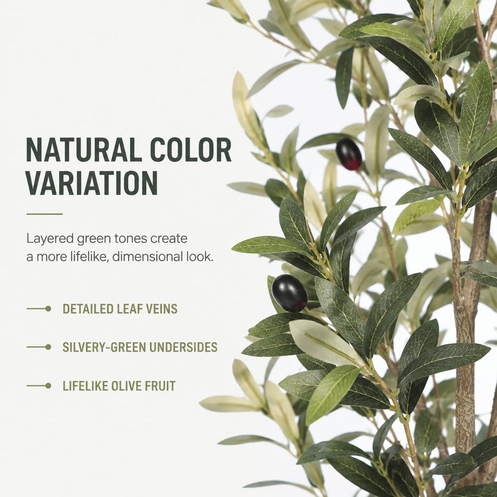 7FT Olive Trees Artificial Indoor - Thick Trunk & Lifelike Fruits