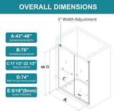 Frameless Shower Door with Soft-Close & Anti-Leak, 5/16" (8mm) Double Sliding Shower Door