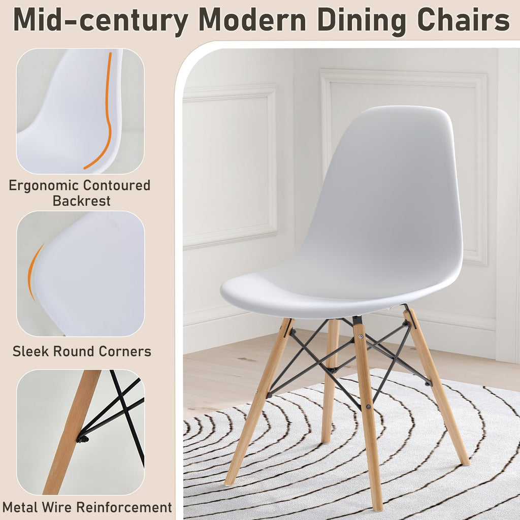 Round Dining Table Set for 4, Modern Circle Kitchen Table & 4 Chairs with Ergonomic Seats and Solid Wood Legs