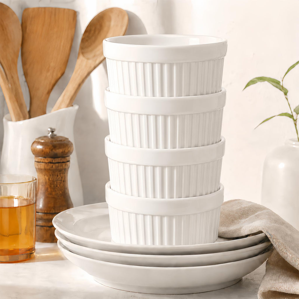 12 oz Oven Safe, 8 Pack Creme Brulee Ramekin Baking Dishes