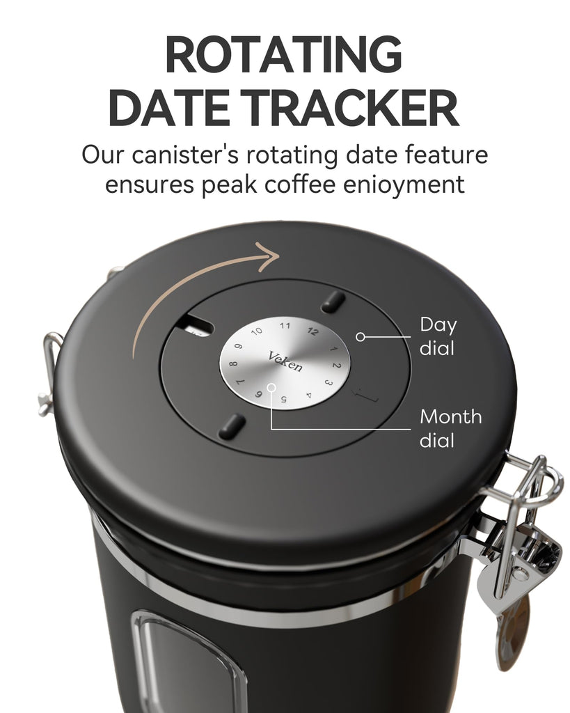 Coffee Canister with Window,Airtight Stainless Steel Compact Jar,16OZ