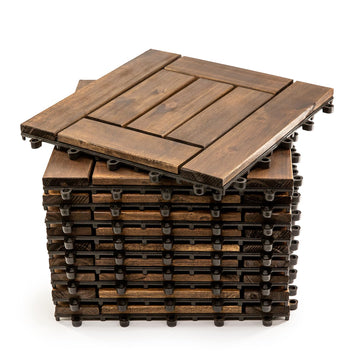Acacia Wood Deck Tiles 12x12 Inch Interlocking Outdoor Flooring for Patio Balcony Garden Natural Wood Patio Tiles with