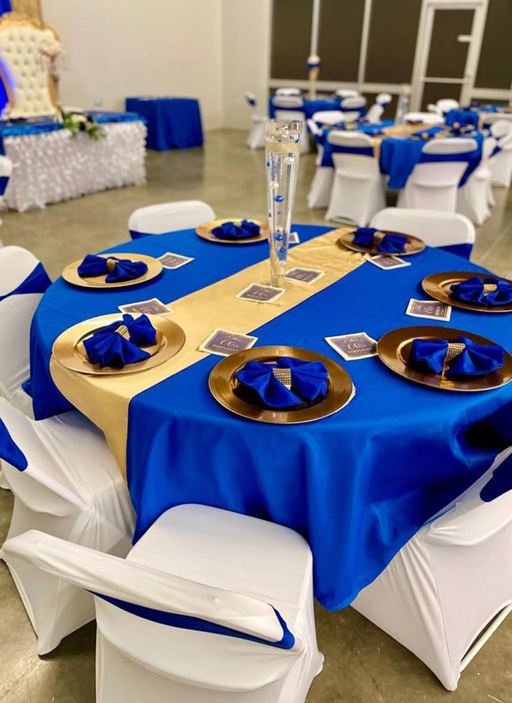 10 Packs 90 Inch Royal Blue Round Polyester Tablecloths
