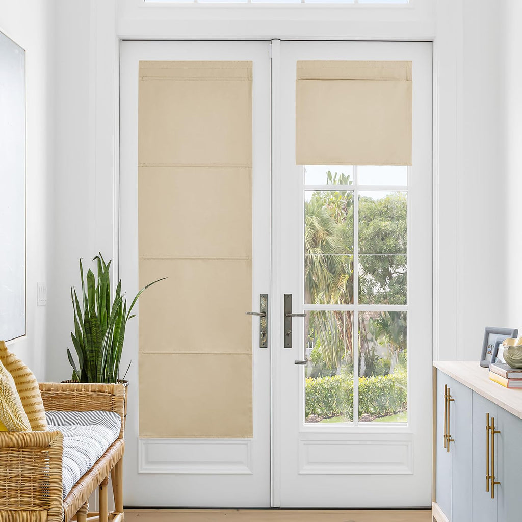 Biscotti Beige No Drill Magnetic Door Roman Curtain (1 Panel) for Window