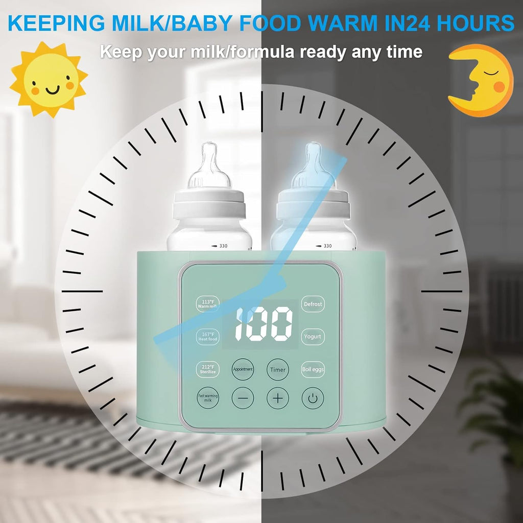 Baby Bottle Warmer 9-in-1 Multifuntion Breast Milk Warmer, Fast Baby Food Heater and Defrost Warmer with Timer for