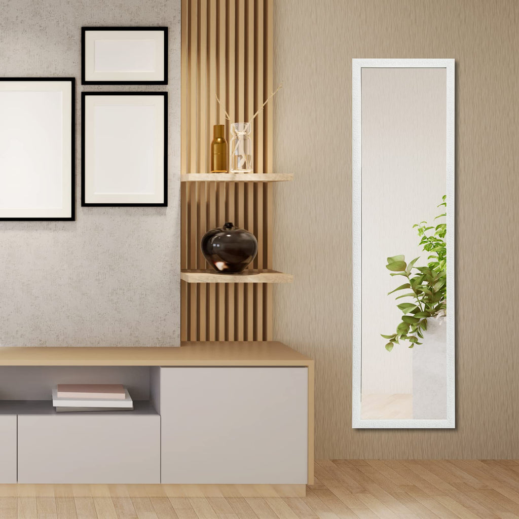 Door Mirror Full Length, Wall-Mounted Mirror White 50" x14"