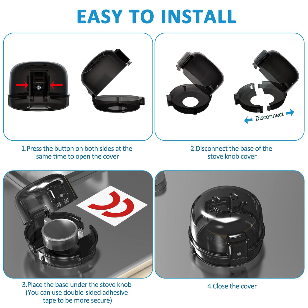 Gas Stove Knob Safety Covers | Oven Lock Baby Proofing - Heat Resistant