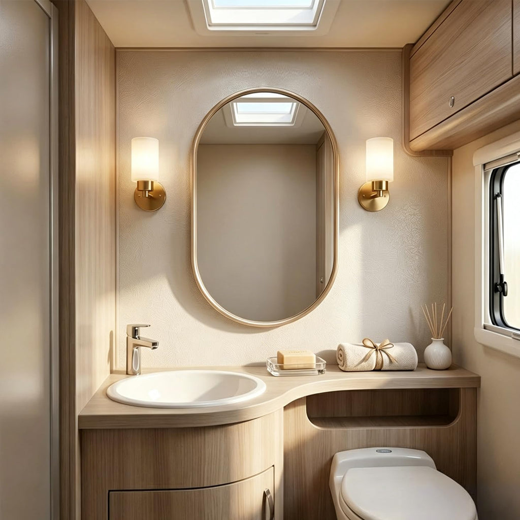 16x24 Oval Mirror - Pill Shaped Bathroom Vanity Mirror, Gold