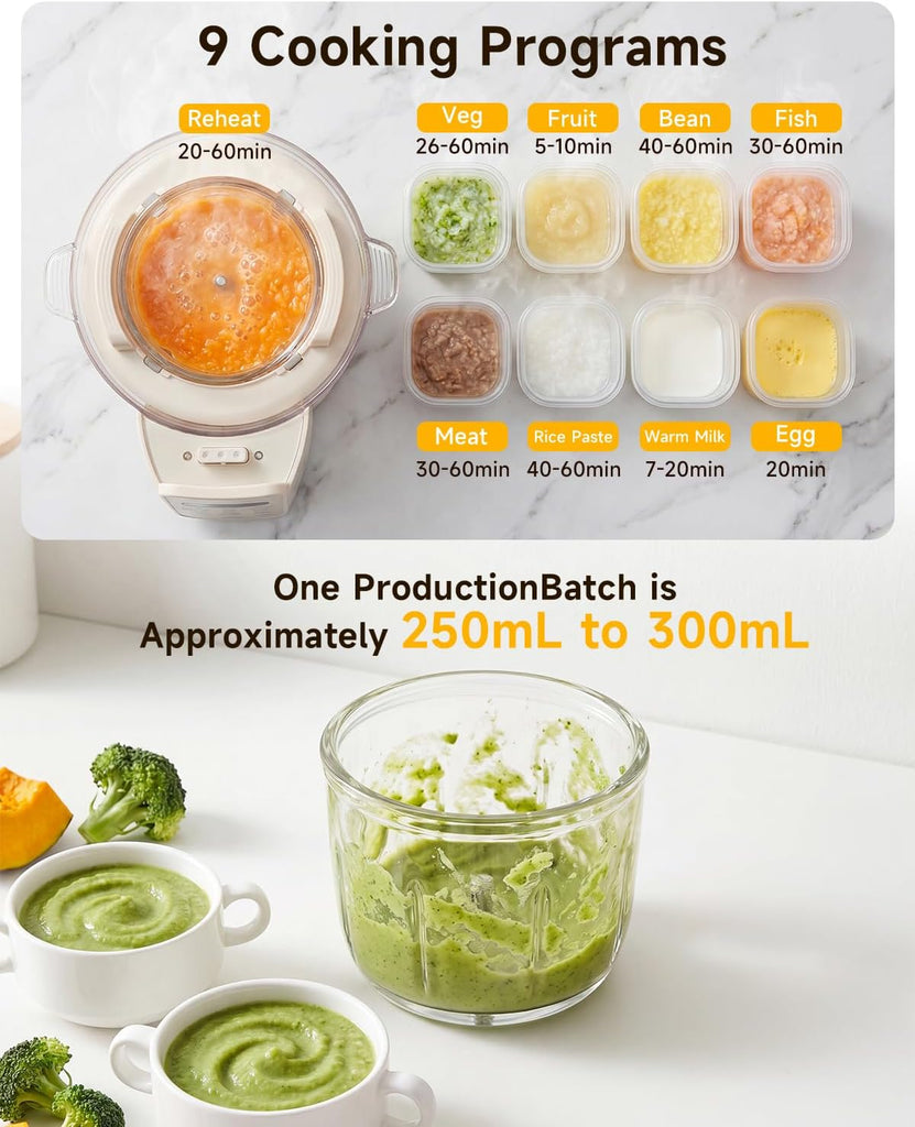 Baby Food Maker, IN-1 Glass Baby Food Processor with Steamer