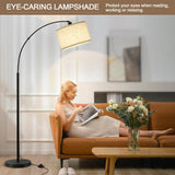 71" Arc Floor Lamps, Standing Lamp with Adjustable Head, Tall Pole Lamp with Foot Switch, Arched Reading Light