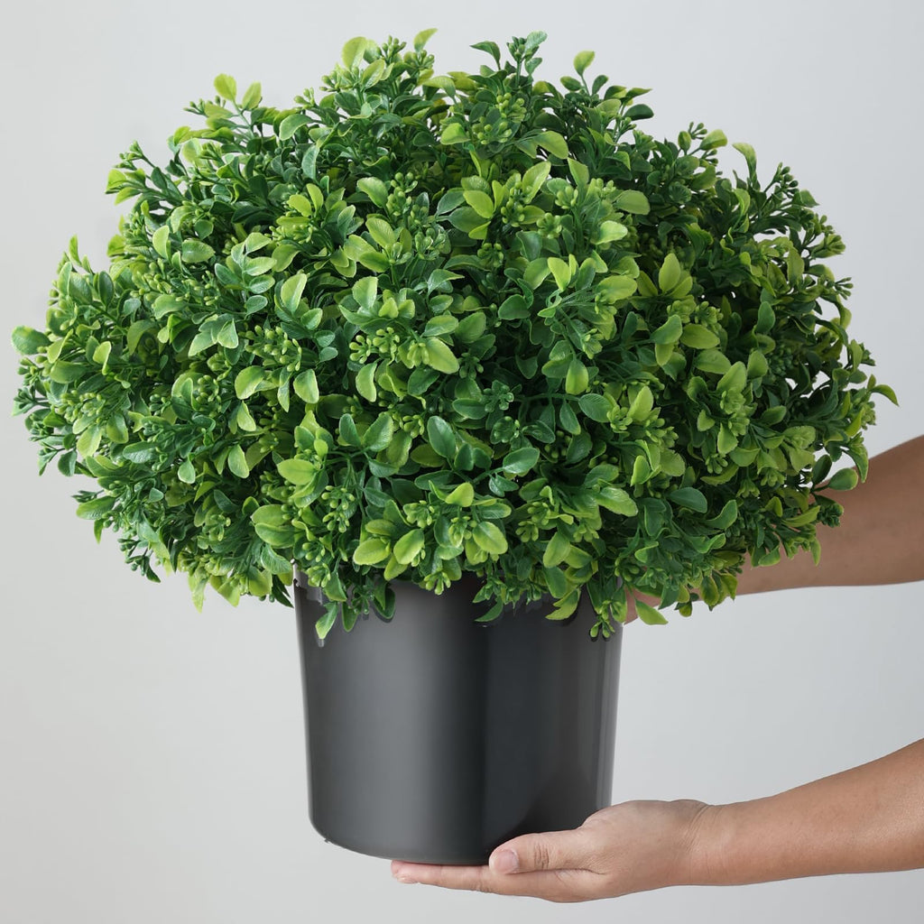 2 Sets Artificial Boxwood Topiary Ball Trees for Front Door Decor (Green)