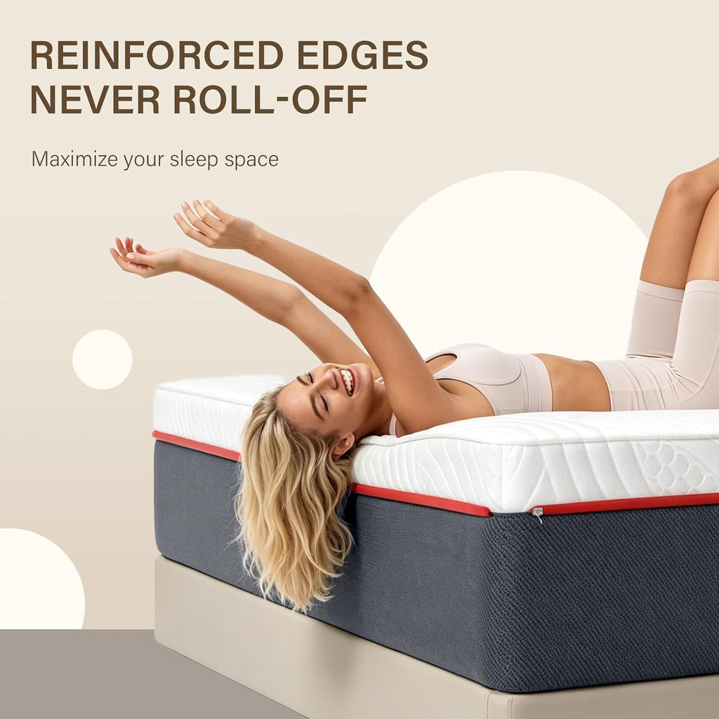 12 inch Hybrid King Size Mattress in A Box with CertiPUR-US Certified Cooling Gel Memory Foam, Reinforced Edge