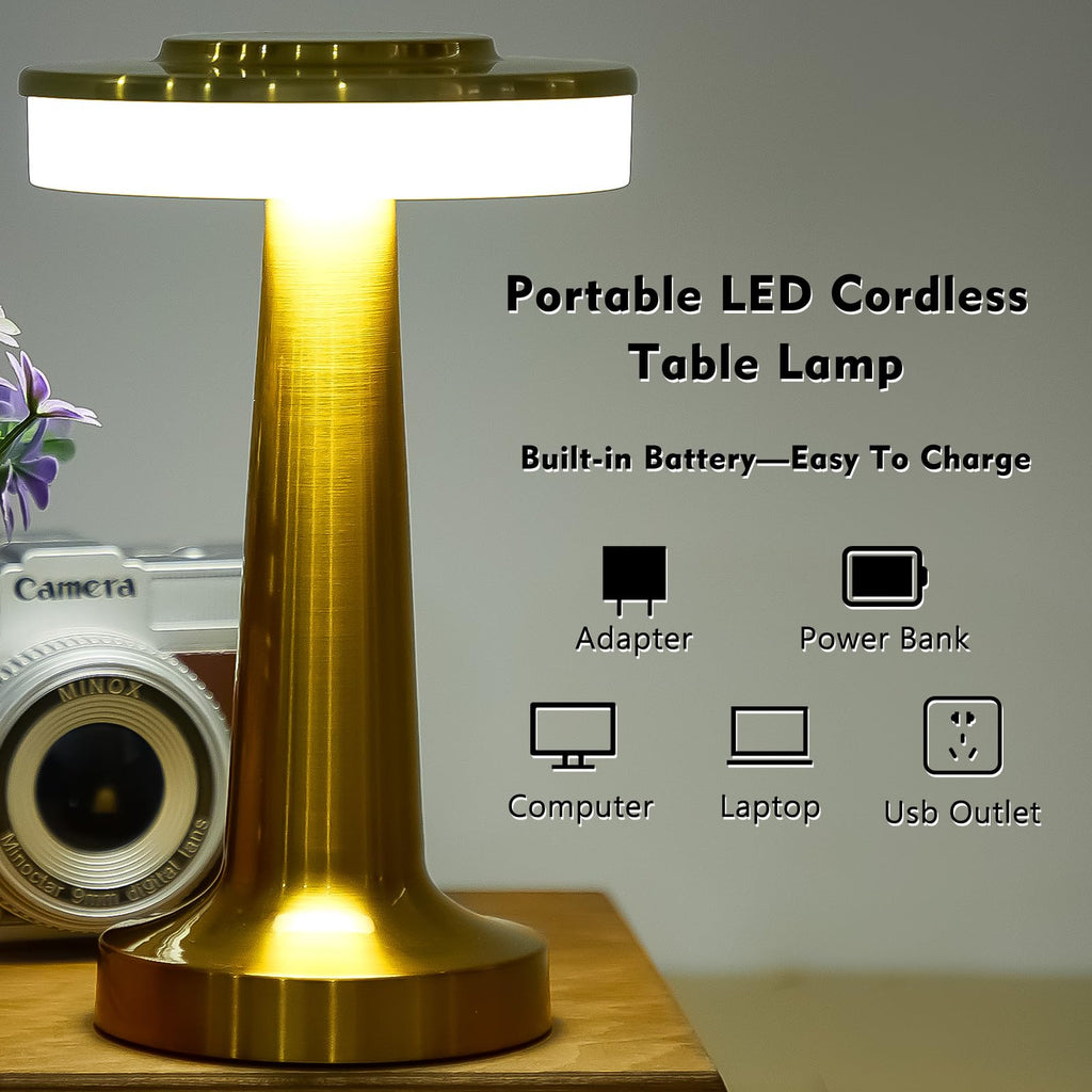 12 Pcs LED Cordless Table Lamp Bulk Rechargeable,Gold