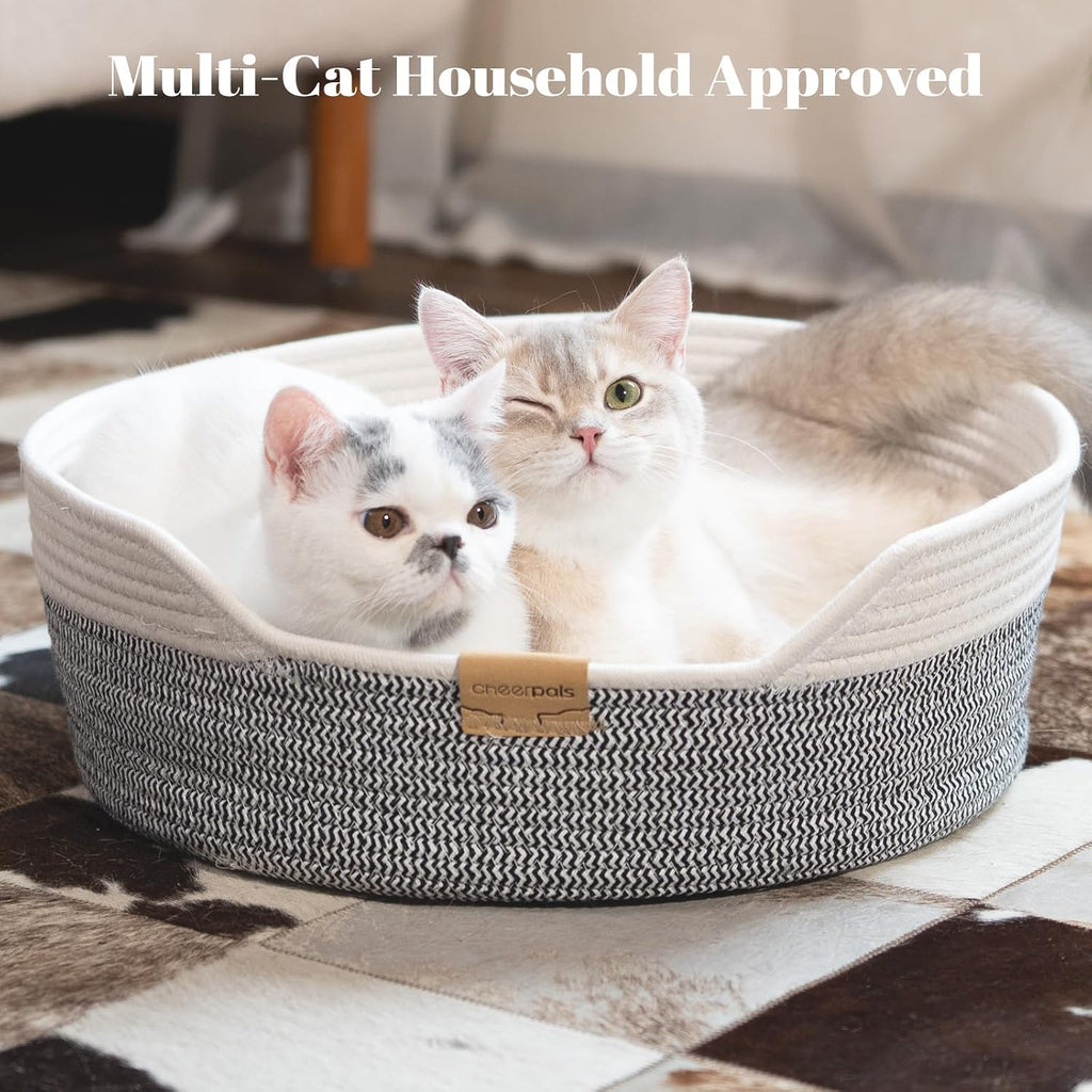 Handwoven Cat Basket Bed Cooling for Indoor Cat with Cushion