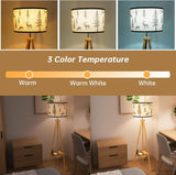 Tripod Floor Lamps Tall Standing Lamp Modern Floor Lamp with Fabric Shades,Dimmable Floor Lamp Industrial Reading Light