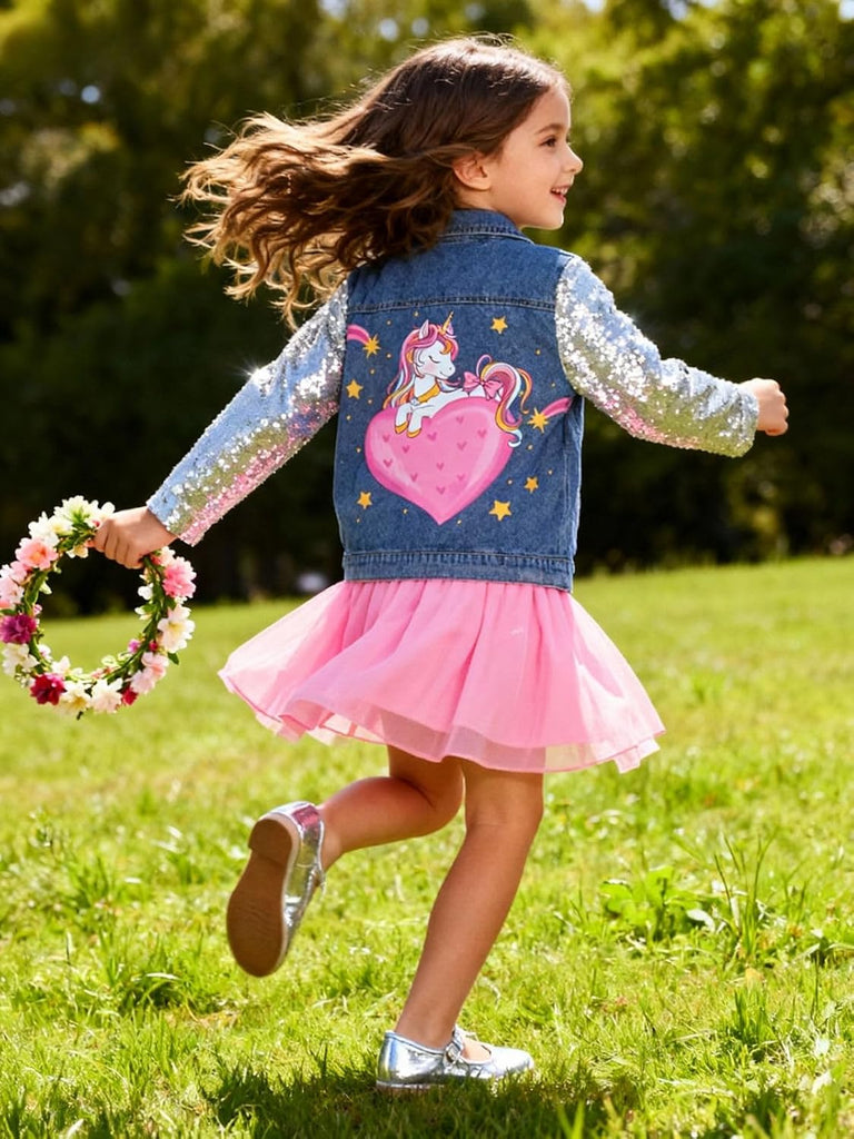 Unicorn Jean Jacket for Girls Kids & Toddler
