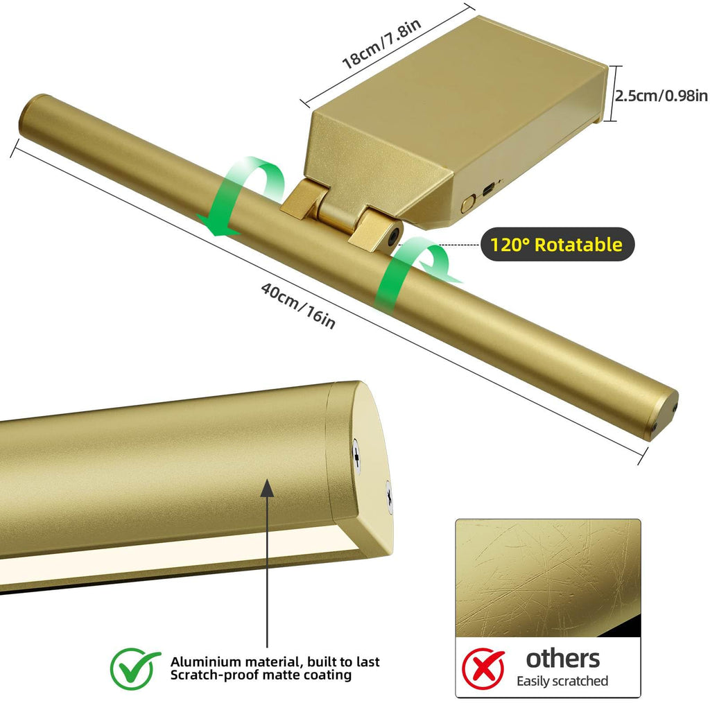 16" Picture Lights for Wall - 10000mAh Rechargeable Art Light