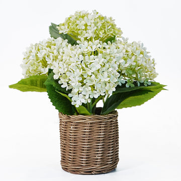 White-Green Artificial in Woven Basket